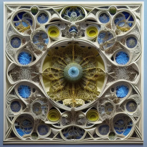 1712903488-on a off white, ivory colored wall, baba yaga, blue, green, yellow, yves hans holbein, ernst haeckel, silverpoint, painting, bur.webp